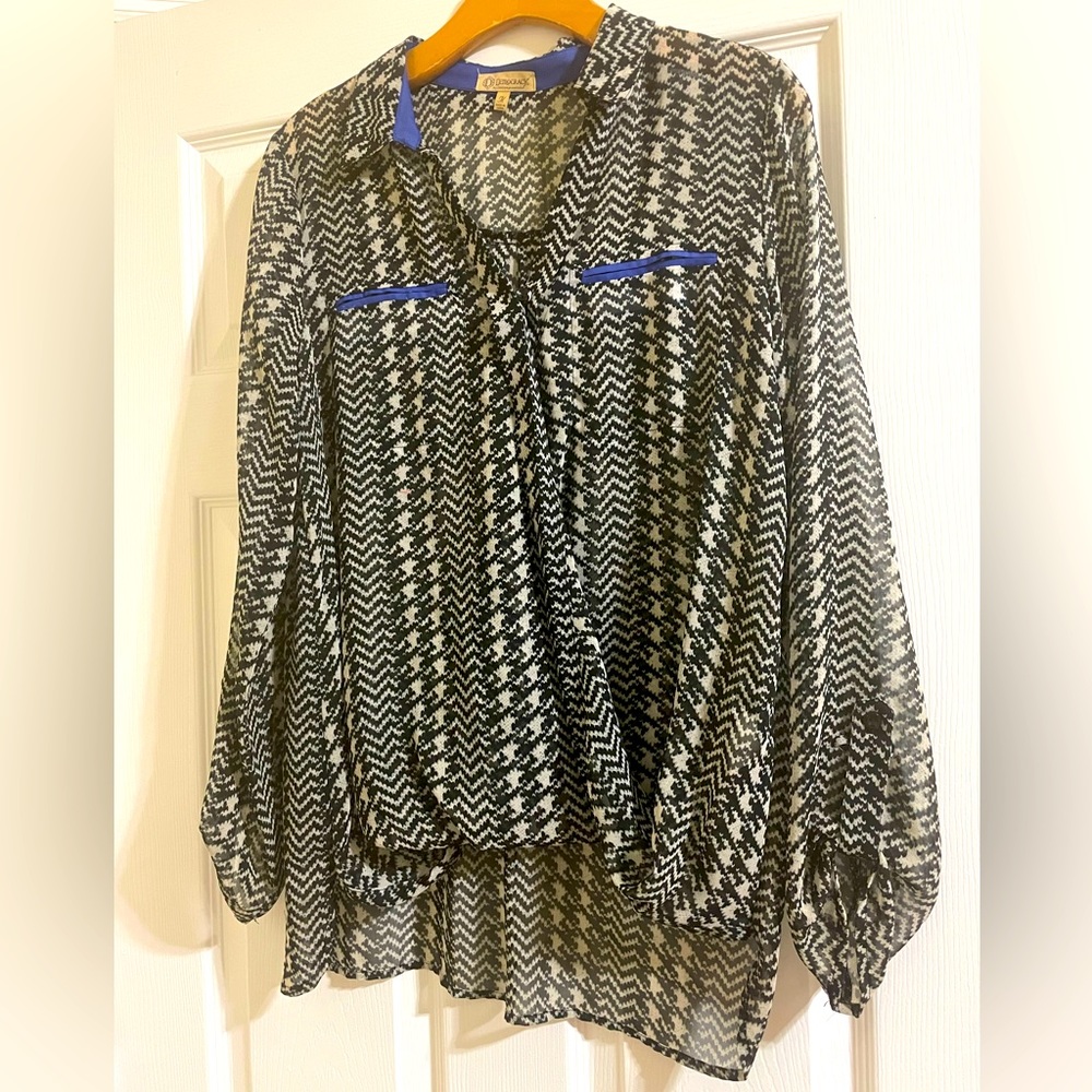 Preowned Color-block Sheer blouse